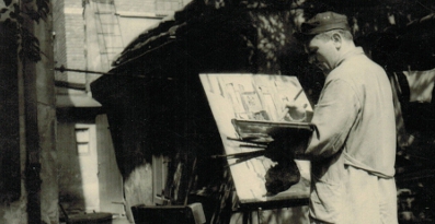 Beim Malen in der Alten Brauerei Mylau, 1958